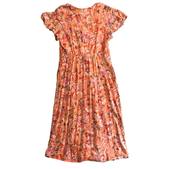 Torrid Women’s Size 0 (12 Large) Floral Maxi Dress Orange Pink Boho Crochet Trim - Picture 3 of 16